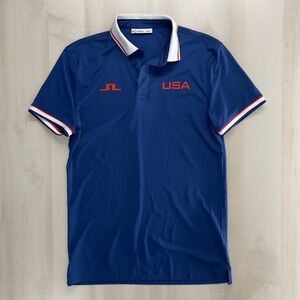 J LINDEBERG men’s golf polo American flag USA team shirt S